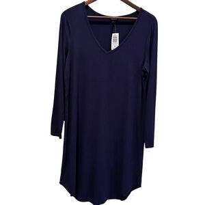Torrid Navy Blue Long Sleeve V-Neck Jersey Trapeze Dress Size 00 (M/L) New